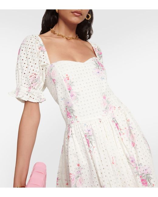 Vestido Corto Altima De Algodon Floral LoveShackFancy de color Natural