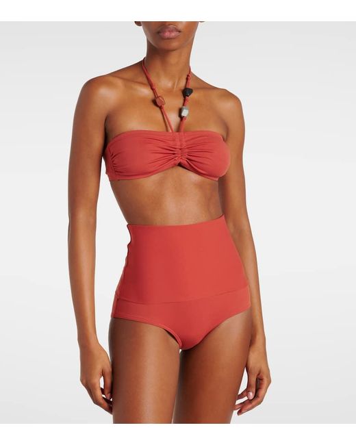 Eres Red Polaris Halterneck Beaded Bikini Top