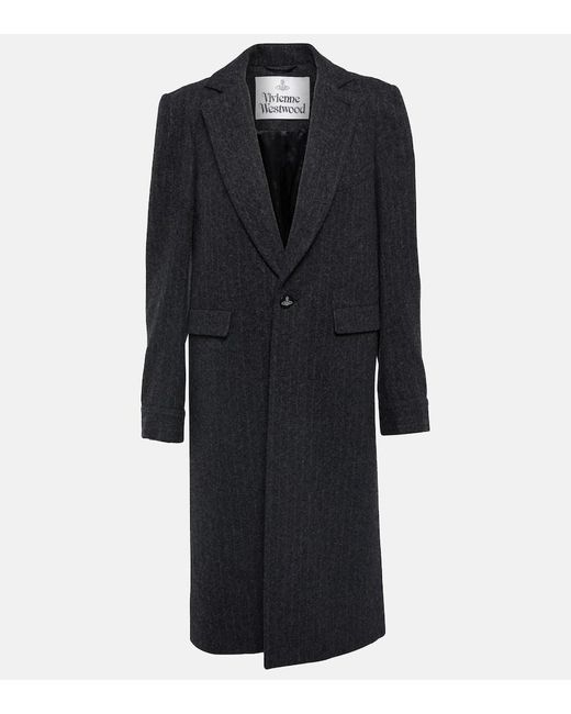 Vivienne Westwood Black Chalk Stripe Wool-blend Coat