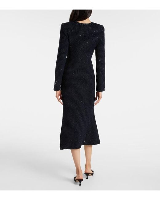 Self-Portrait Blue Boucle Midi Dress