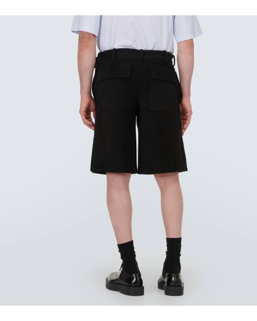 Short en crochet de coton melange Jil Sander pour homme en coloris Black