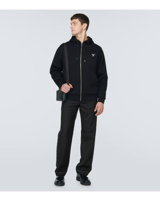 Prada Black Cotton-blend Fleece Jacket for men