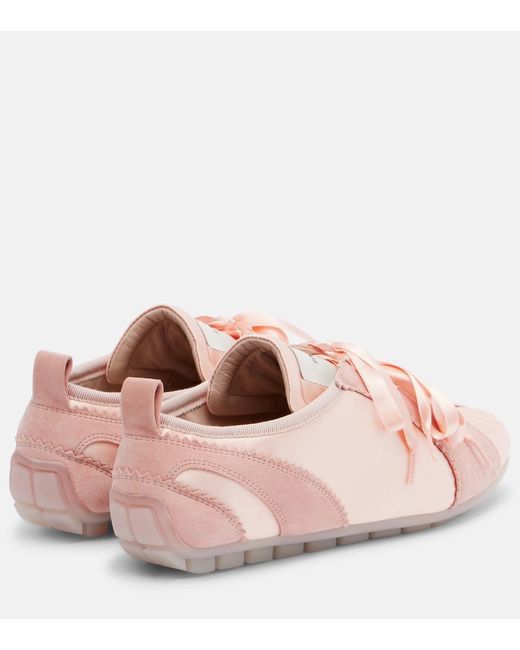 Simone Rocha Pink Ballerina Grip Satin And Suede Sneakers