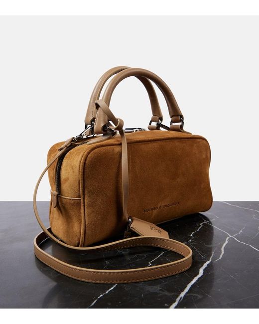 Brunello Cucinelli Brown Tote Small Aus Veloursleder