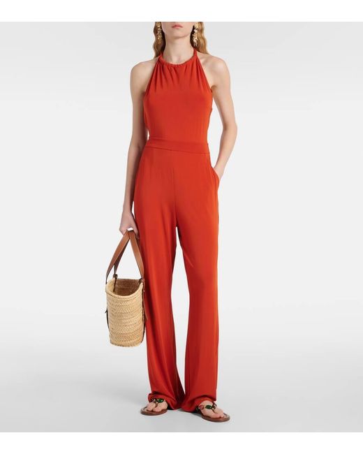 Max Mara Red Parsec Halterneck Jumpsuit