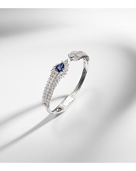 YEPREM Metallic Reign Supreme 18Kt Bangle With Diamonds And Sapphire
