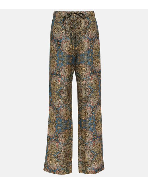 Pantalon de pyjama en lin imprime Loro Piana en coloris Gray