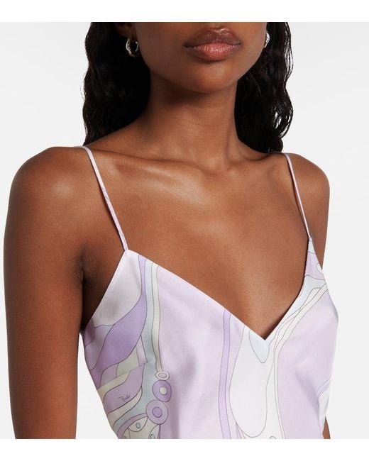 Emilio Pucci Purple Top Orchidee Aus Seidensatin