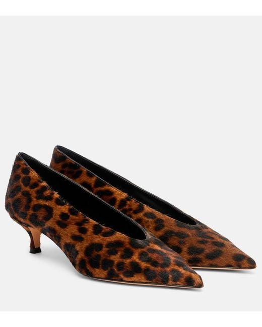 Le Monde Beryl Brown Leopard-Print Calf Hair Pumps