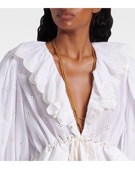 Blusa De Algodon Con Volantes Chloé de color White