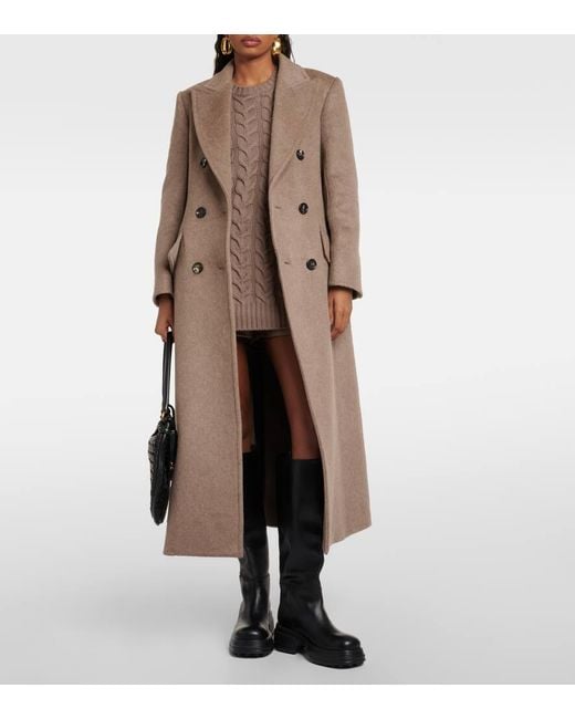 Abrigo largo de cashmere y lana Max Mara de color Natural