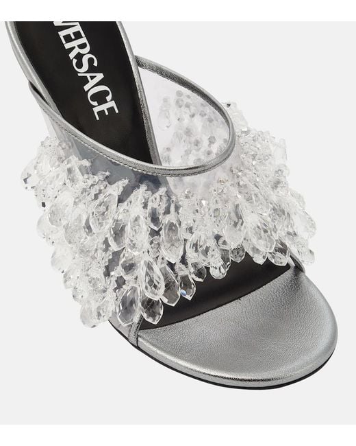 Versace White Embellished Pvc Mules