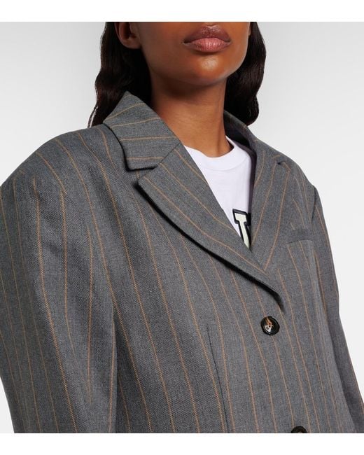 Blazer Con Raya Diplomatica Ganni de color Gray