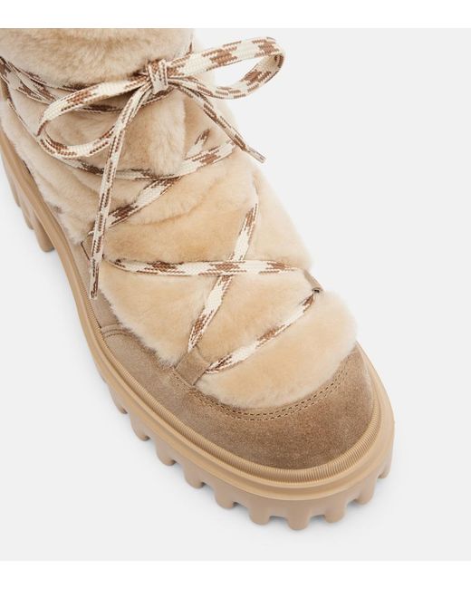 Hogan Natural Shearling And Suede Ankle Boots
