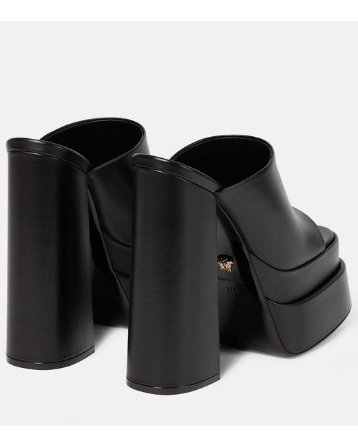 Versace Black Leather Platform Sandals