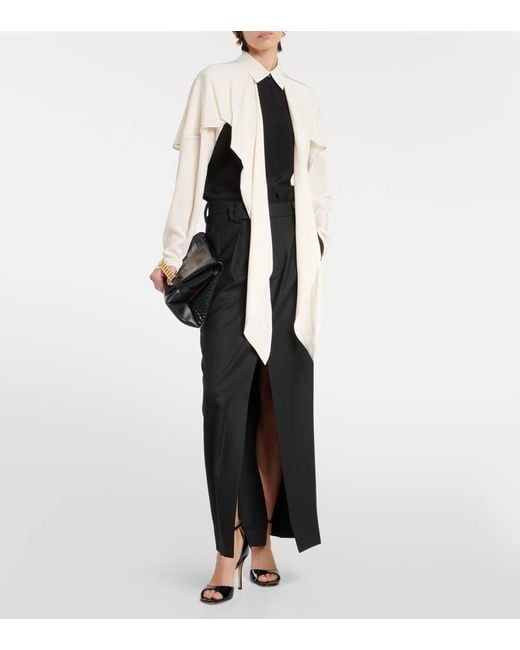 Victoria Beckham White Bow-Detail Silk Crepe De Chine Blouse