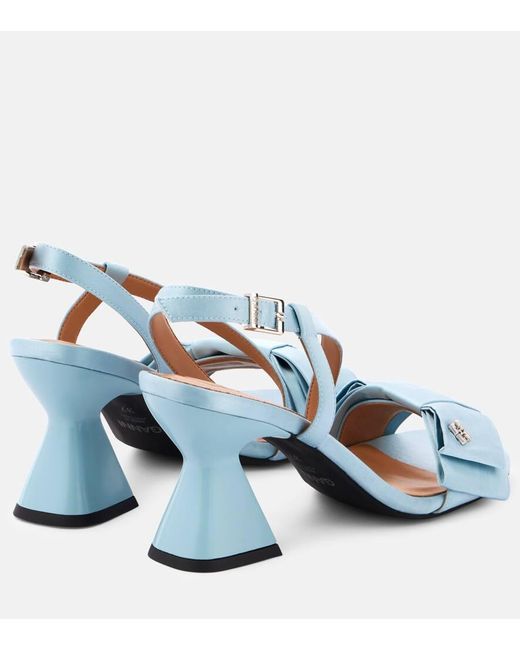 Ganni Blue Sandalen Big Bow Aus Satin