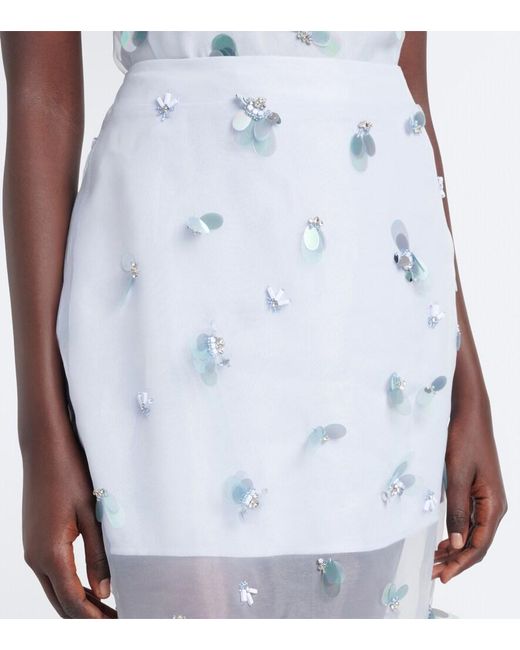 Jonathan Simkhai Blue Delilah Embellished Midi Skirt