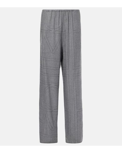 Totême  Gray Pyjama-Hose Monogram Aus Flanell