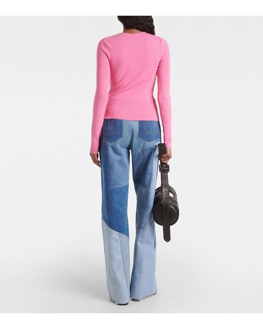 MARINE SERRE Pink Core Open-Back Jersey Top