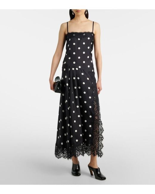 Sportmax Black Capo Polka-Dot Silk Slip Dress