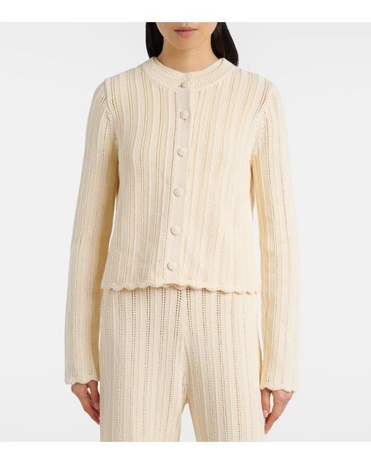Altuzarra Natural Mariette Scalloped Pointelle Cotton Cardigan