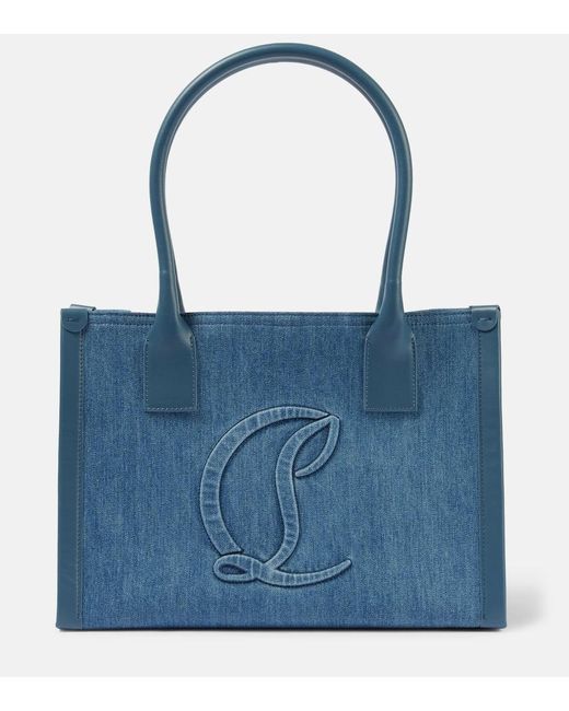 ■CHRISTIAN LOUBOUTIN By My Side E/W 大型デニムトートバッグ Christian Louboutin By My Side E/W Large Denim Tote Bag in