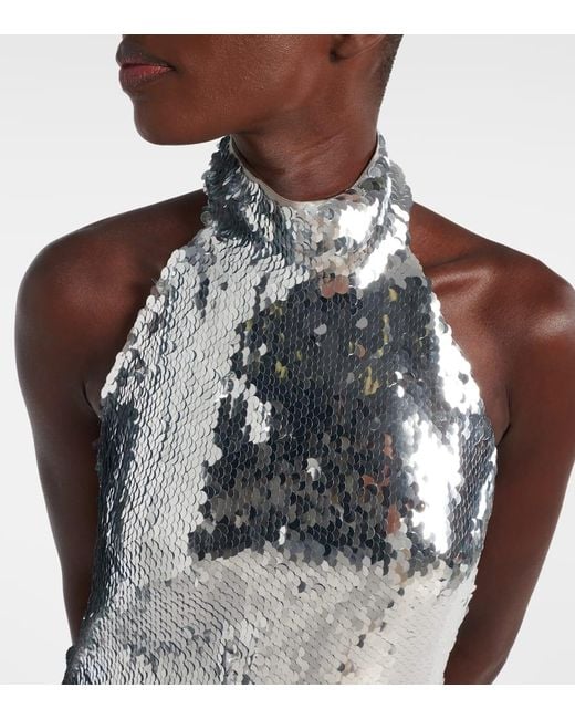 Balmain White Sequined Minidress