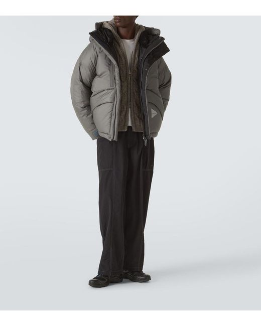 And Wander Gray Logo Puffer Jacket for men