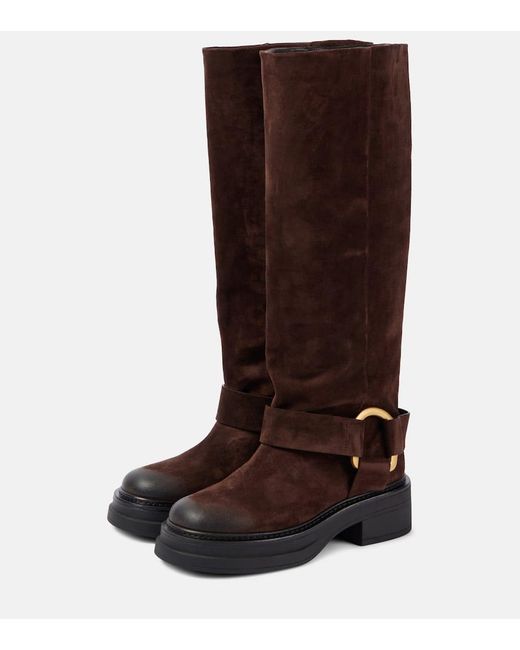 Dorothee Schumacher Brown Suede Softness Knee-High Biker Boots