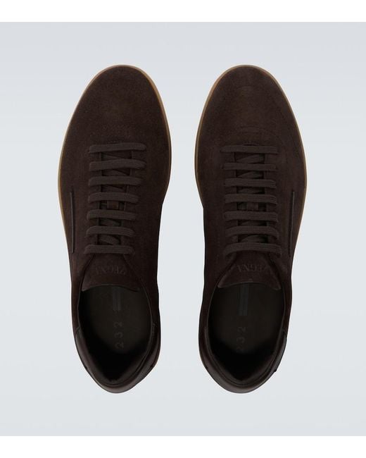 Zegna Brown 232 Suede Sneakers for men