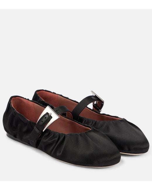 Paris Texas Black Sveva Satin Ballet Flats