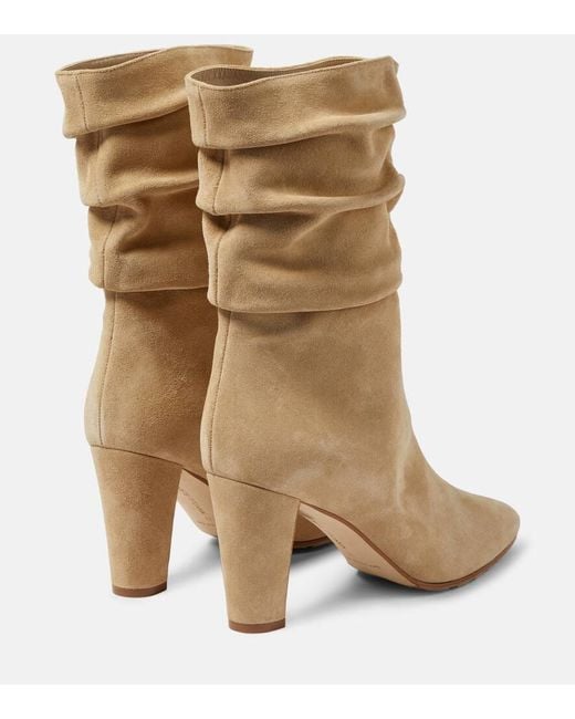 Manolo Blahnik Natural Calasso Suede Ankle Boots