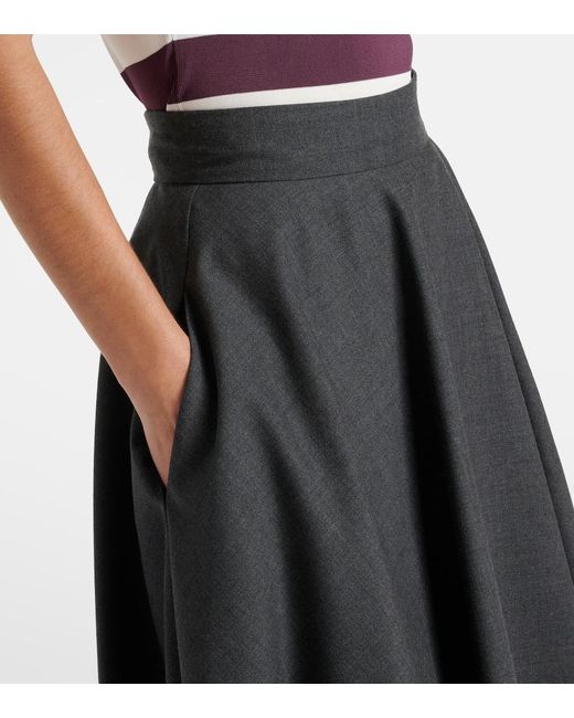 Dolce & Gabbana Gray Wool Midi Skirt