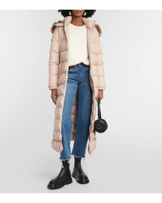 Moncler Fudson Long Down Coat in Natural Lyst UK