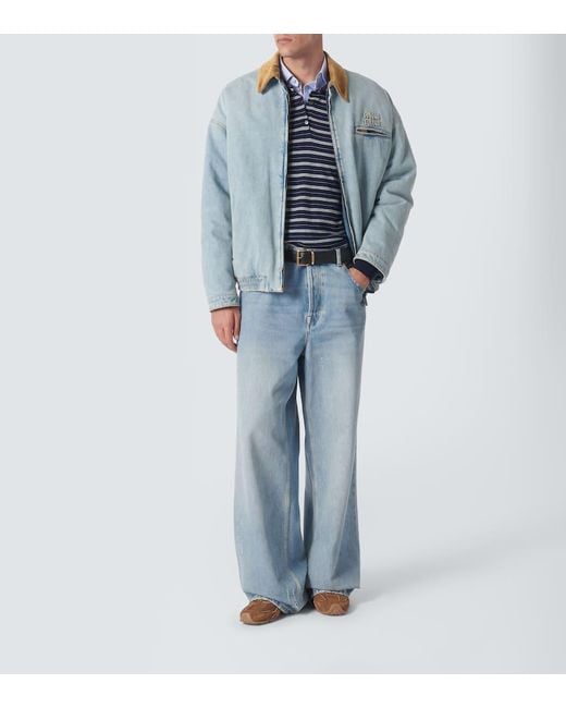 Giacca Di Jeans Con Velluto di Miu Miu in Blue da Uomo