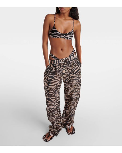 The Attico Black Zebra-print Bikini