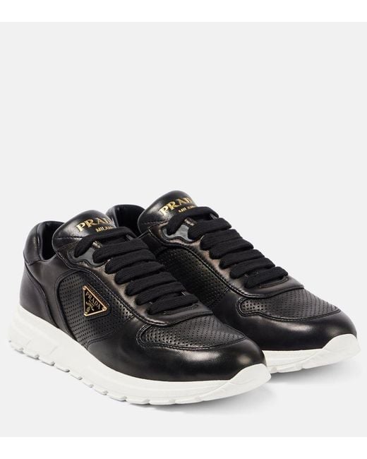 Prada Black Logo Leather Sneakers