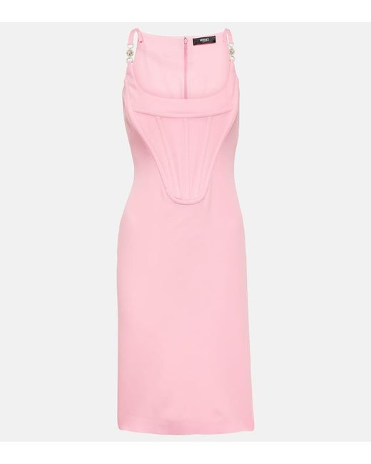 Versace Pink Corset Crepe Midi Dress