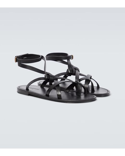 Saint Laurent Sandalen Santo aus Leder in Metallic für Herren