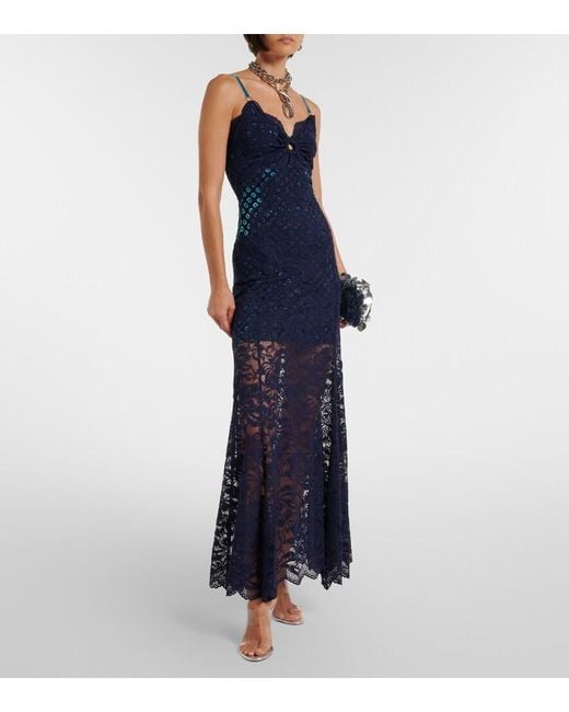 Rabanne Blue Lace Maxi Dress
