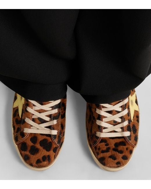 Golden Goose Deluxe Brand Brown Super-Star Leopard-Print Calf Hair Sneakers
