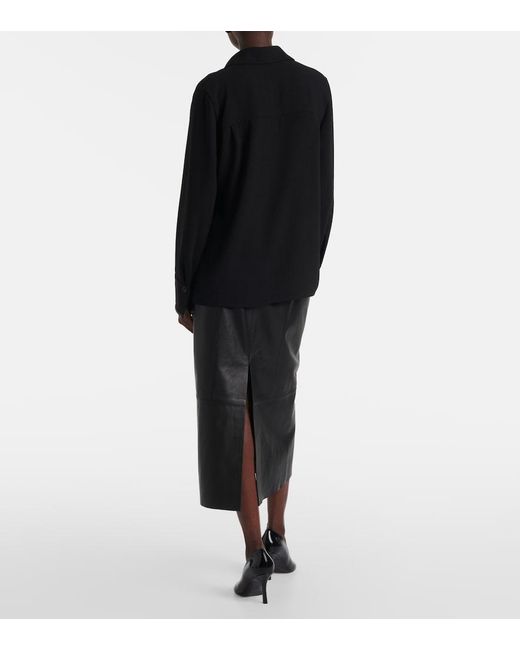 Vince Black Faux Leather-Trimmed Shirt