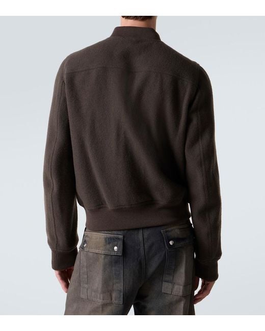Rick Owens Black Virgin Wool Bomber Jacket for men