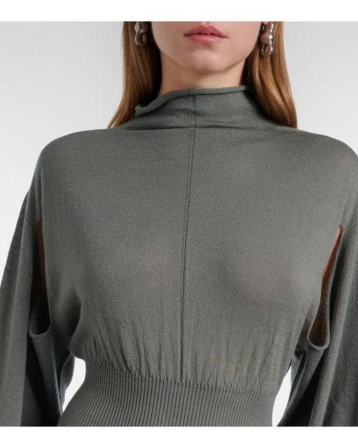 Rick Owens Gray Con Virgin Wool Maxi Dress