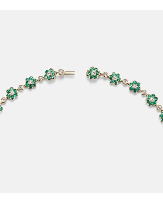 Anita Ko Metallic Flora Small 18Kt Choker With Emeralds And Diamonds