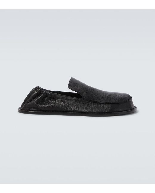 Loewe Black Flex Leather Loafers for men