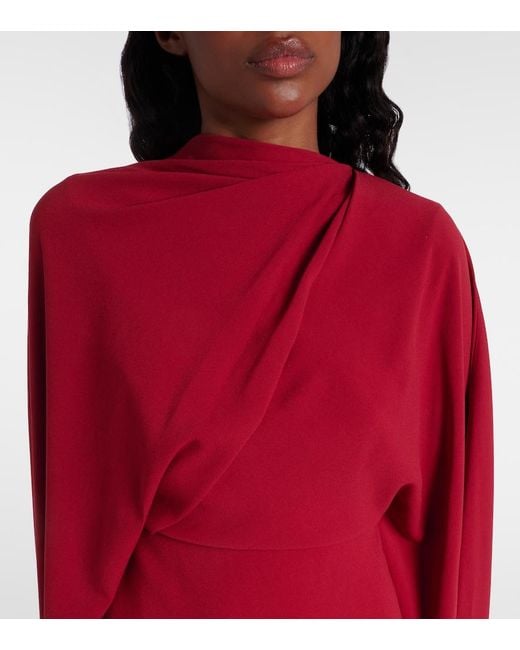Roksanda Red Neolitsea Caped Crepe Cocktail Dress
