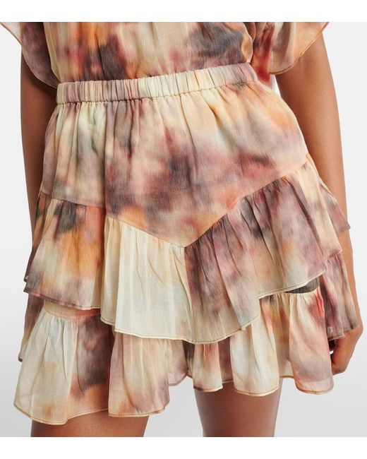 Isabel Marant Natural Jocadia Printed Ruffled Cotton Skort