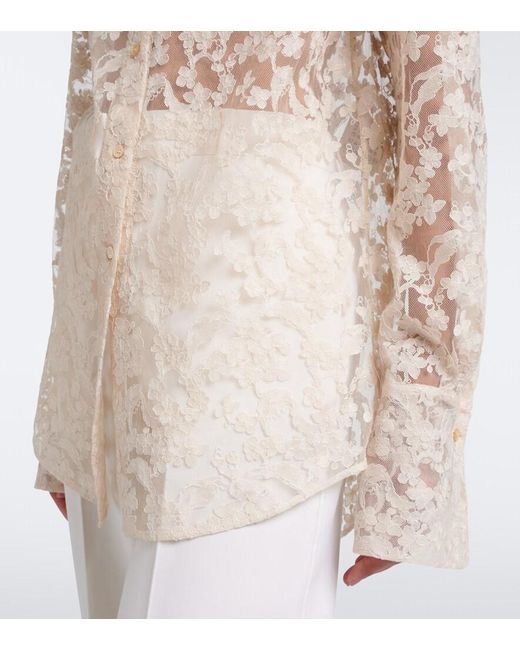 Fendi White Sheer Lace Shirt